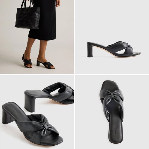 Quince Italian Leather Twist Mid Heel Mule Black Size 8 New In Box MSRP $79.90 - Picture 3 of 16